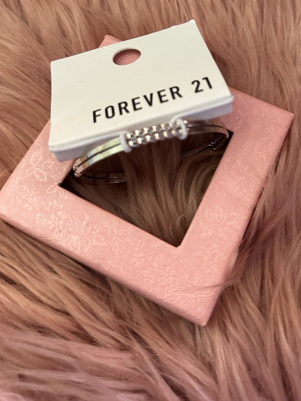 Forever 21 Silver Crystal Detail Stackable Bangle